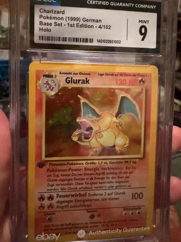 1999 Pokemon 1st Edition German Charizard Glurak CGC 9 Great Condition