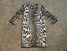Mango MNG Suit Women's Shif Dress Size 4 Leopard Animal Print 3/4 Sleeves  Shift