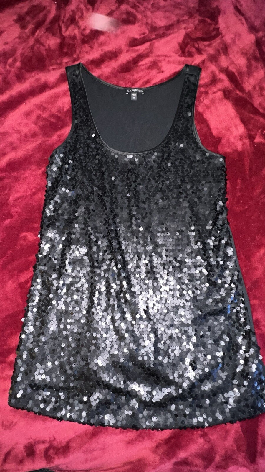 Express Sexy Basic Black Sleeveless Sequin Tank T… - image 1