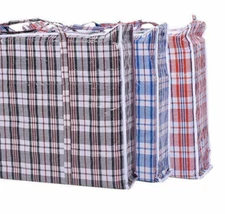 4 XL Plastic Checkered Storage Laundry Shopping Bags w/ Zipper 22 "x19"x10"