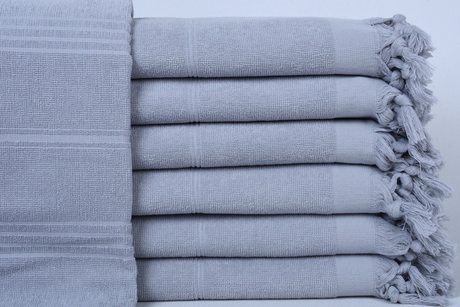 Custom Light Gray Striped Terry Towel 36x71 Inches Personalized-image