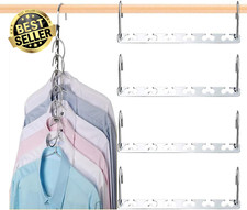 4 Pack Space-Saving Metal Magic Hangers Closet Organizer Heavy-Duty Chrome