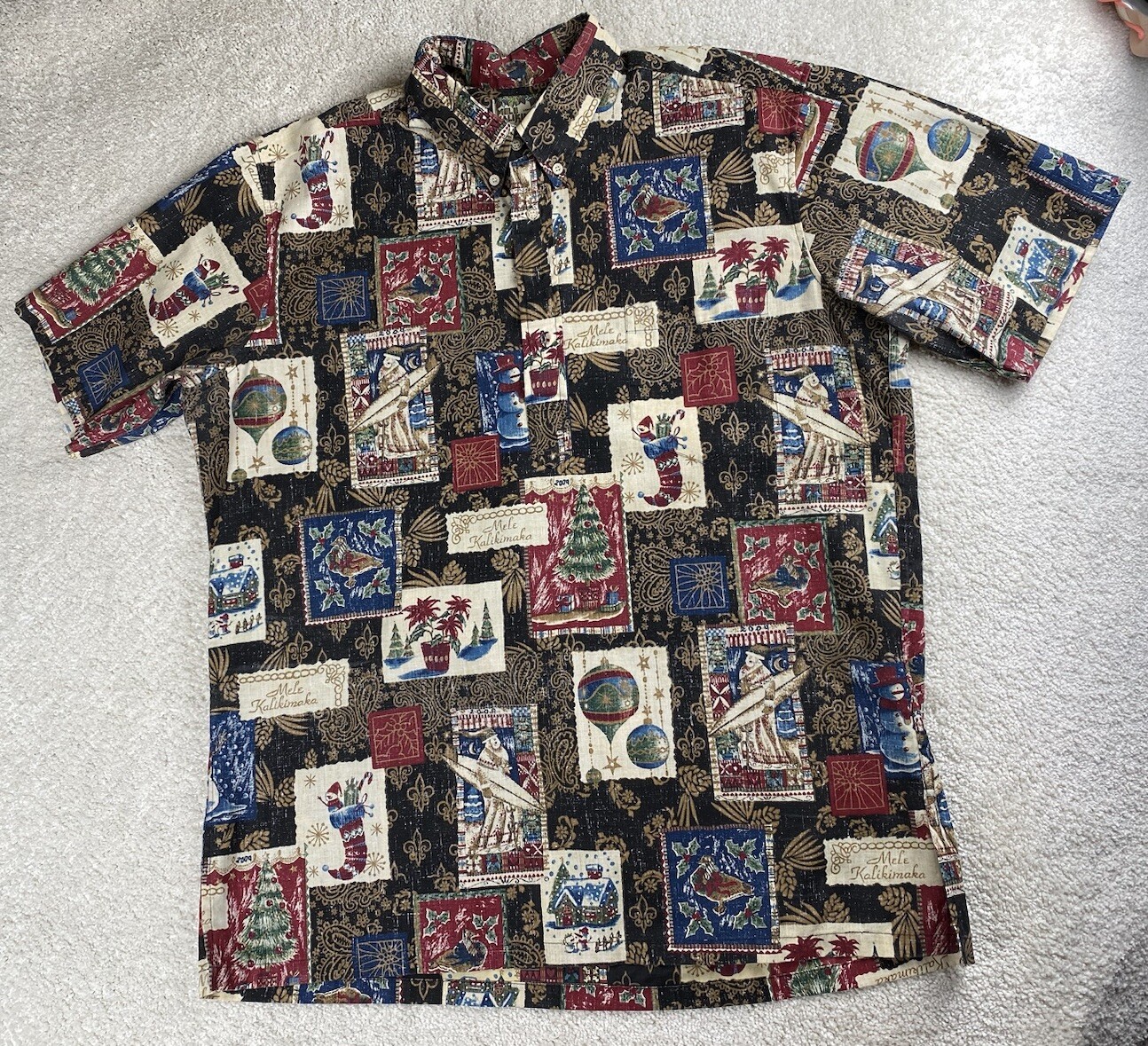 Reyn Spooner Shirt 2XL Mele Kalikimaka Hawaiian Aloha Surfing Santa Limited Ed