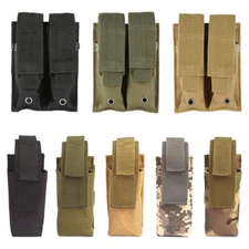 Tactical Molle Single/Double Magazine Pouch Fit For 9mm Pistol Mag Holder Bag US