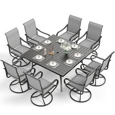 9 Piece Outdoor Dining Furniture Set Patio Table Chairs Set Large Sqaure Table
