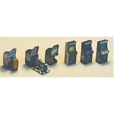 6 x Arcade Machines & Transfers (OO Scale 1/76th) Langley Q49B