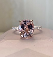 2.40Ct Oval Cut Natural Morganite Solitaire Ring 14K Rose Gold Silver Plated