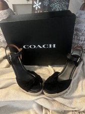 Coach Women's Katey Suede Black Wedges. Size 8.