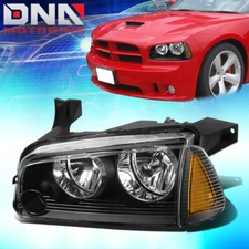 FOR 2006-2010 DODGE CHARGER DRIVER LEFT SIDE FACTORY STYLE HEADLIGHT LAMP BLACK