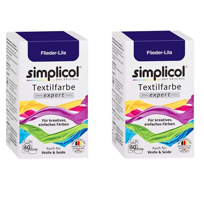 SIMPLICOL Textilfarbe EXPERT 2x Farbe FLIEDER LILA für 600g Stoff auch für Wolle