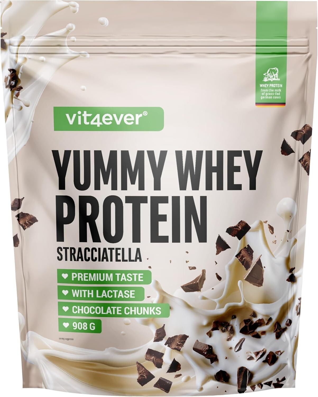 Vit4ever Proteine in Polvere del Siero del Latte, Gelato alla Stracciatella,908g