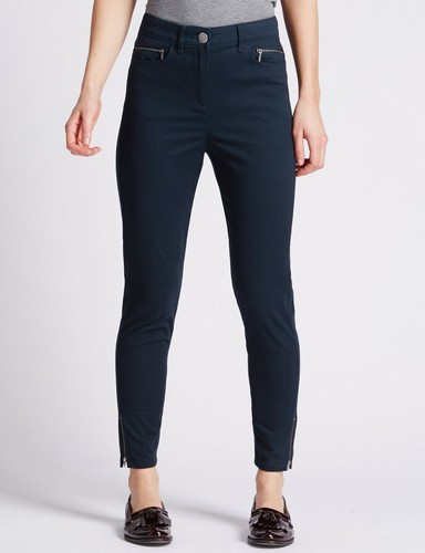 BNWT M\u0026S navy soft touch super slim 