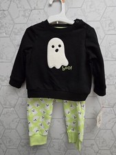 Baby Cat Jack Halloween Ghost Graphic Long Sleeve Sweatshirt 2pc set
