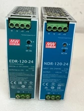 2 x Mean Well EDR-120-24 and NDR-120-24 24V 2.6A Power Supplies DIN Rail