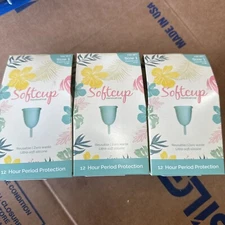 3PACK Softcup Menstrual Cup Reusable MedicalGrade Silicone12 HR Size 1