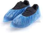 100 x standard disposable shoe covers / overshoes. Blue, 16" - 1 Pack of 100
