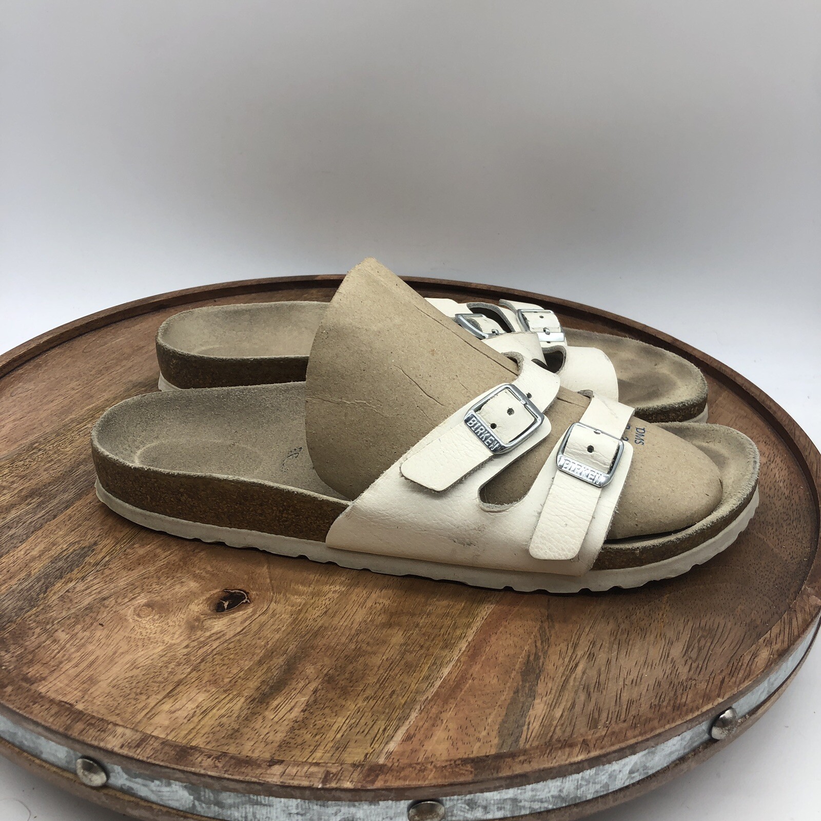 Birkenstock Ibiza Womens 40 US 9 White Leather 2 Strap Sandals Slides Slip  On | eBay