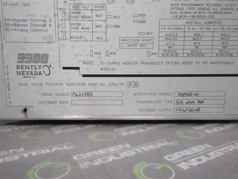 Indicador de posición de doble válvula Bently Nevada serie 3300 USADO 3300/70-XX Foto 4 de 4