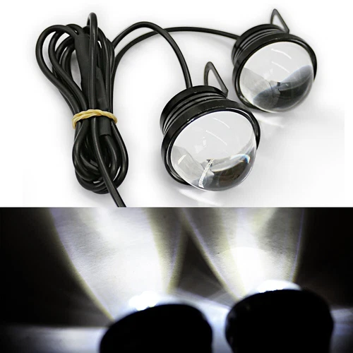 2Pc Eagle Eye Lamps LED DRL Fog Daytime Running Car Light Tail Backup 12V Amber - Foto 6 di 10