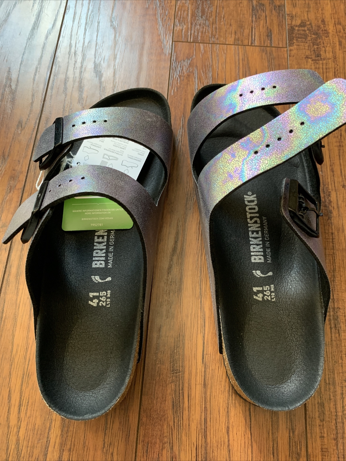 Birkenstock Arizona Black Iridescent Narrow Fit Vegan Womens Sandals, 41  Narrow | eBay