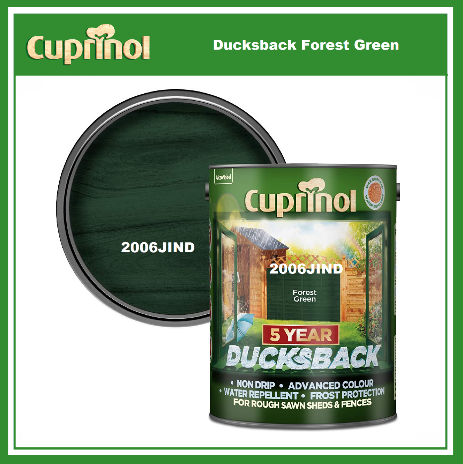 Cuprinol CUPDBFG5L Ducksback Shed and Fence Paint 5L Forest Green for sale online eBay