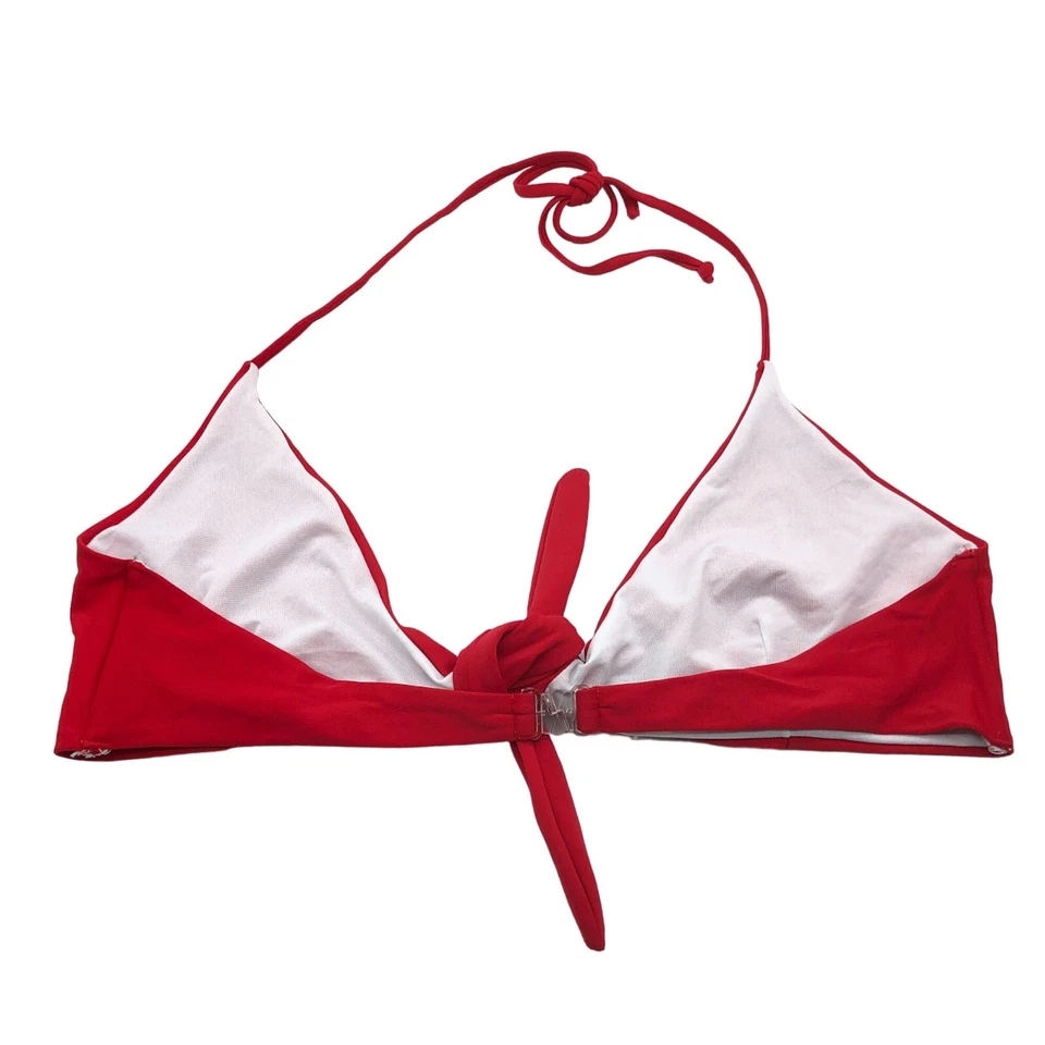 Boohoo Bikini Top Halter Tie Front Red 14 - Image 2 of 3