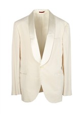 Brunello Cucinelli Ivory Signature Tuxedo Dinner Jacket Size 50 / 40R U.S. Ja...