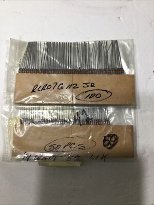 Mil-Spec Allen Bradley RCRO7G112JR  1.1K Ohms 1/4W 5% Carbon Comp Resistors