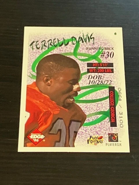 TERRELL DAVIS insert 1996 Collector's Edge BIG EASY /3100 Broncos HOF - Image 2 of 2