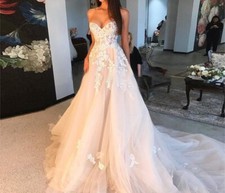 Plus Size Sweetheart Wedding Dress Corset Back Tulle Applique A Line Bridal Gown