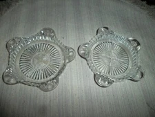 Reduced! Two Vintage Clear Glass Ashtray Cigarette Holder Round 4"  - Extra Nice