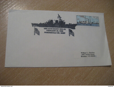 PASCAGOULA 1990 USS John Barry DDG 52 Ship Cancel Cover USA Ships Maritime