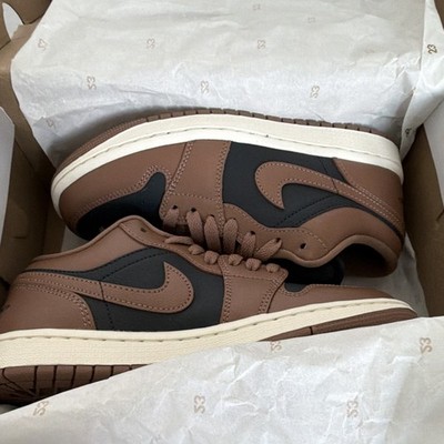Jordan Air Jordan 1 Low Unisex Brown/Black Leather Lace-Up Low Top Sneakers