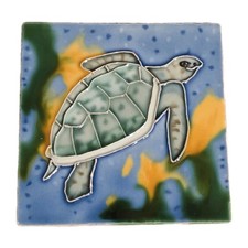 Sea Turtle Ceramic Tile Handpainted Tropical Sealife Beach 4 X 4 Beach