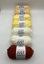 7 Skeins Premier Just Yarn Worsted/Plain Yellows, White, Rust 1.76oz Same Lots