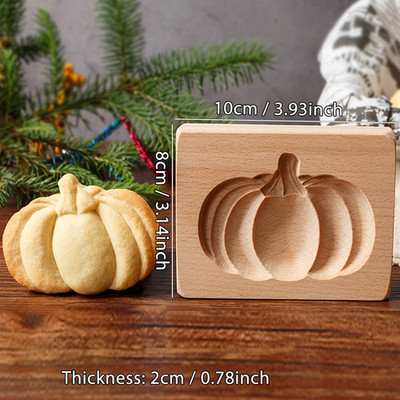 Keksformen aus Holz für Halloween, 3D geschnitzt geprägt Lebkuchenform für Baki