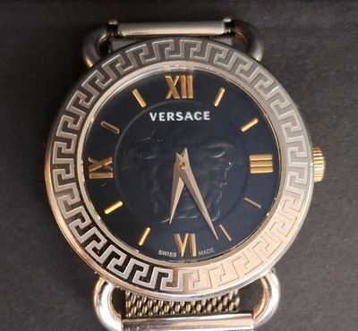 Versace Woman Medusa Watch Stainless Steel Swiss Made New Battery Runs Great