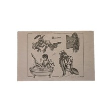 Traditional Style Tattoo Flash Sheet Shop Used 12"x 10"