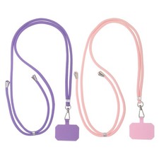 2Pcs Smart Phone Lanyards Universal Lanyard with Phone Patch, Purple Pink