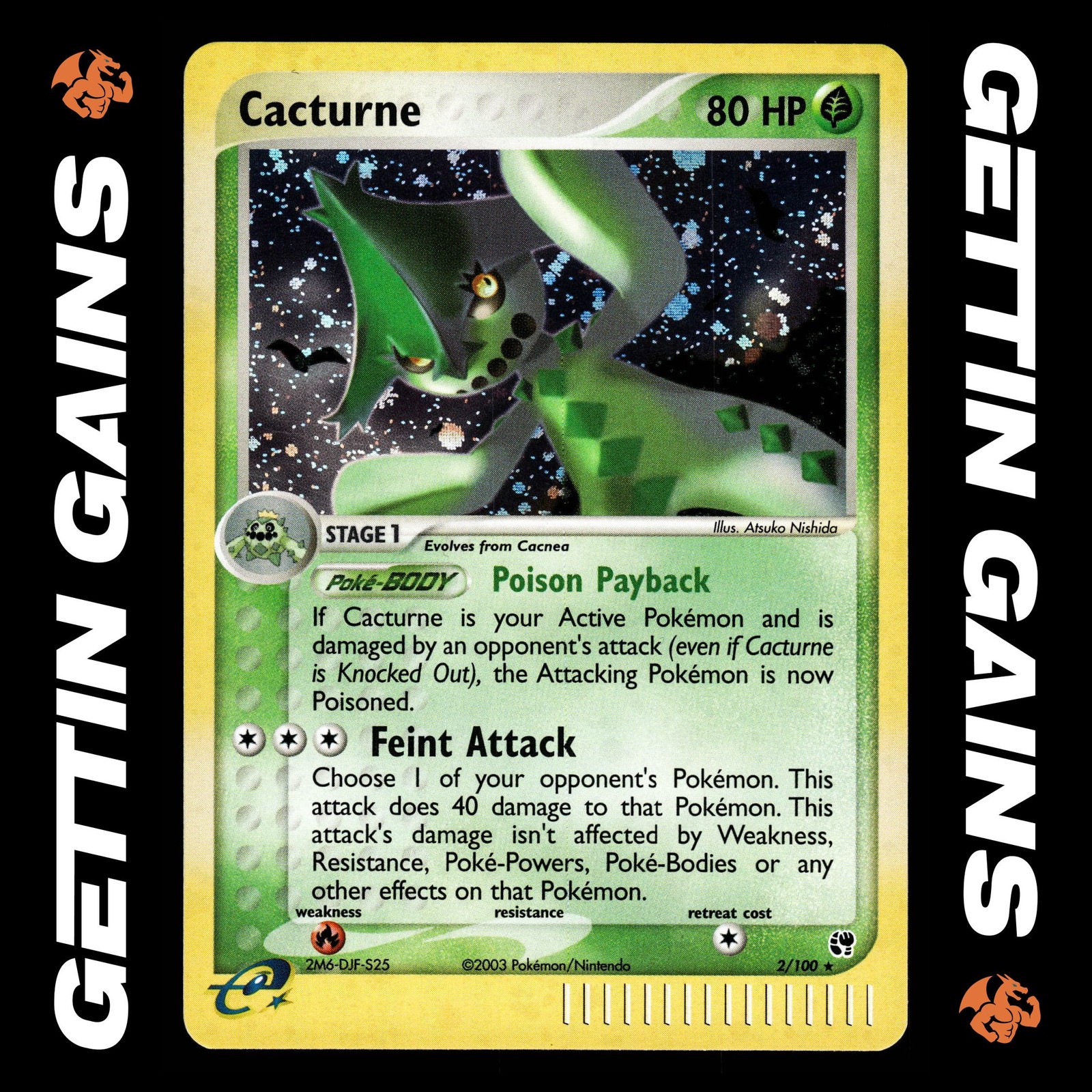 Cacturne - 2/100 - Holoa Rare - Sandstorm - Pokemon Card - NM/M