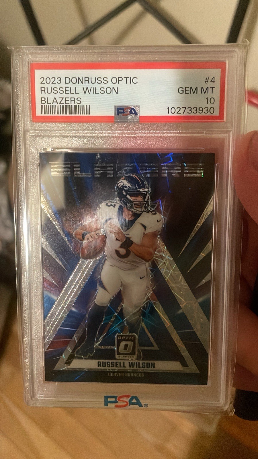 Russell Wilson Donruss Optic Blazers PSA 10 2023 Panini NFL Broncos
