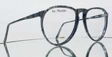 Vintage ST. MORITZ LEOPARD Eyeglasses GREY New Plastic 57-17-145 Hong Kong