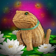 KATE SPADE SPRING FORWARD RATTAN WICKER FROG CLUTCH BAG DISCOUNT