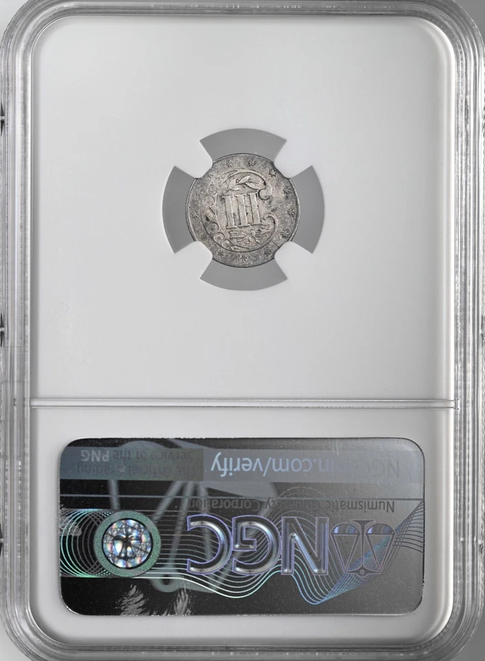 1854  3CS THREE CENT SILVER PIECE  NGC AU DETAILS "OBV SCRATCHED"   #8404746-014 - Image 4 of 4