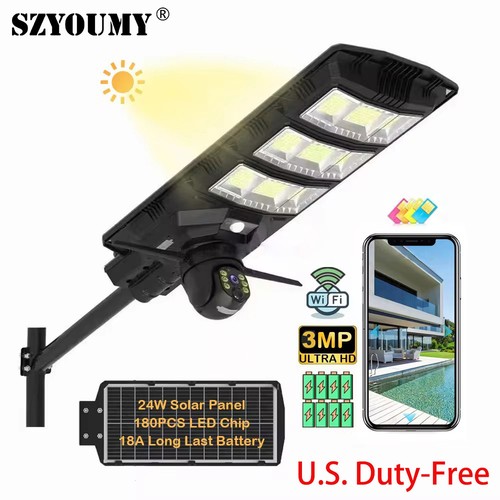 V380 Solar Street Light With CCTV Camera WIFI For Parking Lot Street Lighting - Picture 1 of 15