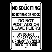 No Soliciting Do Not Knock Post Ads Leave Flyers Do Not Disturb Metal Sign I009