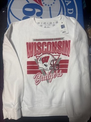 NWT Women s Large Wisconsin Badgers Pressbox White Crewneck Sweatshirt