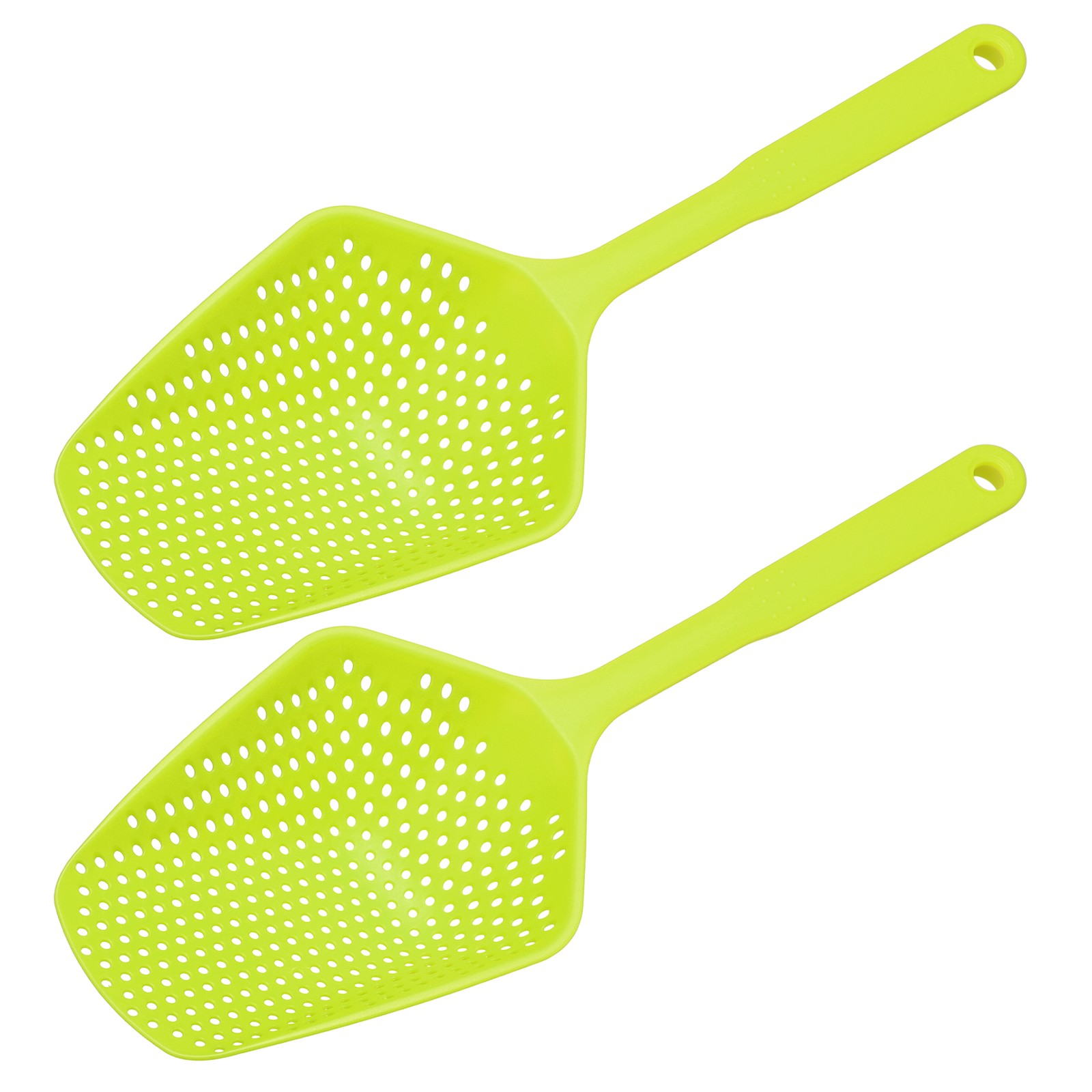 2Pcs Plastic Skimmer Ladle with Handle Strainer Colander Ice Shovel Green