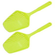 2Pcs Plastic Skimmer Ladle with Handle Strainer Colander Ice Shovel Green