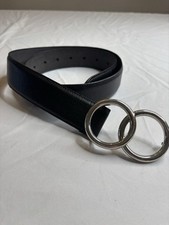Express Women  s Size Small S Black Circle Silver Buckle Faux Leather Belt